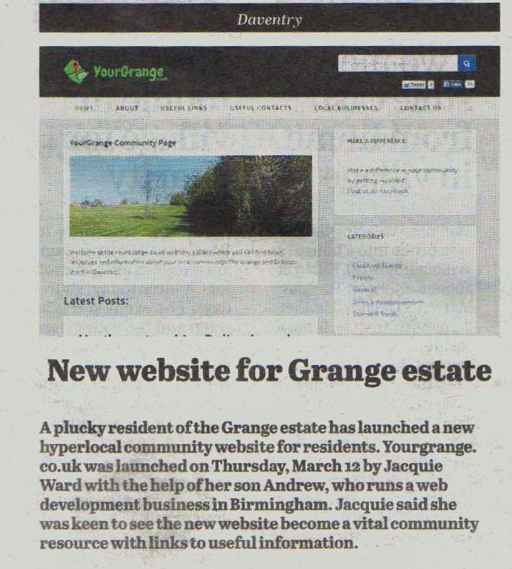 yourgrange newspaper article
