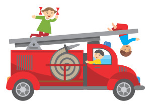Fire truck and children